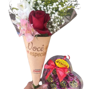 Cone Flor e Chocolate