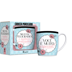 Caneca Muitas Felicidades e Sonhos Realizados